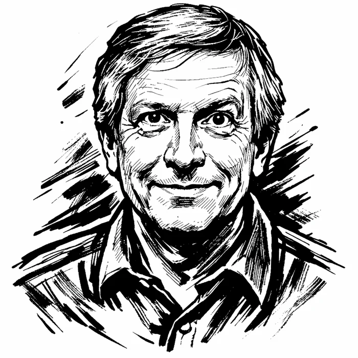 Pencil portrait of Steve Isaacson